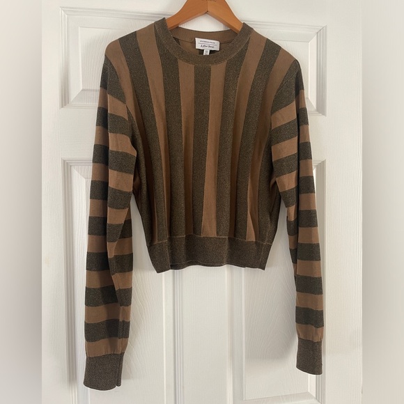 & Other Stories Sweaters - & Other Stories Crop Sweater Striped Black & Brown Shimmer Size Medium